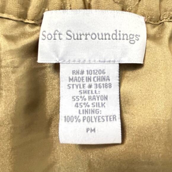 Soft Surroundings Maxi Skirt Womens Size PM Gold Leopard Silk Blend Fairy Boho - Picture 6 of 9